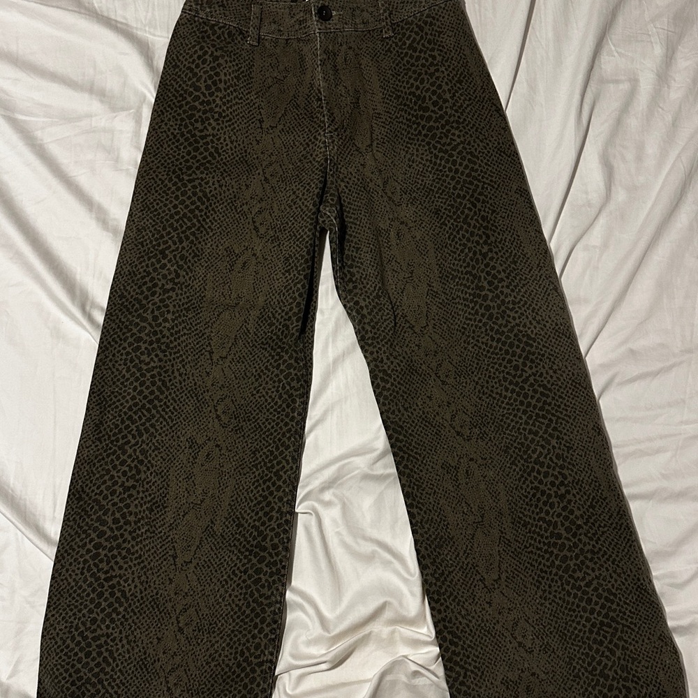 Bohme Brown Snake Print Straight Leg Jeans